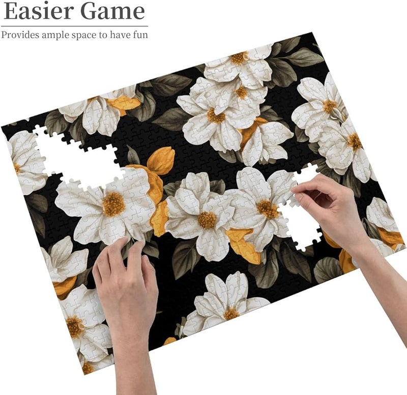 Phayah 500 Piece Jigsaw Puzzle White Yellow Flower Home Decor Gift For Adults - Image 3